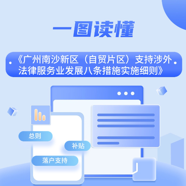 【一圖讀懂】《廣州南沙新區（自貿片區）支持涉外法律服務業發展八條措施實施細則》政策解讀